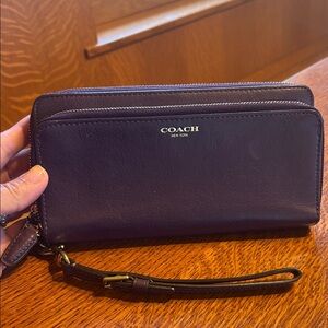 Coach "Black Violet" Leather Wristlet